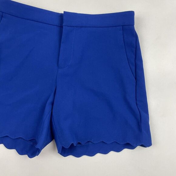 Banana Republic Royal Blue Scalloped Hem Dress Shorts Size 0 Flat Front Stretch - Picture 3 of 6
